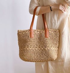 Large Straw Woven Tote Bag for Beach, Vacation, and Everyday Summer Fashion Up your style game with the Elena Handbags Large Straw Woven Tote! This tote bag is perfect for the beach, vacation, and everyday summer fashion. It combines a fashionable design and a large size, so you can go out looking stylish and still have enough room for everything you need! Get ready to wow your friends with your chic new accessory! Size: 45cm wide x 30cm tall (18in x 12in) Designer Style ID: 8347 Straw Woven Tot Crochet Shoulder Bags, Hand Bags For Women, Handbags Large, Woven Handbags, Straw Handbags, Woven Tote Bag, Boho Bags, Straw Bags, Summer Bag