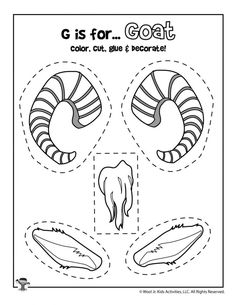 the g is for goat cut out and printable worksheet with three images