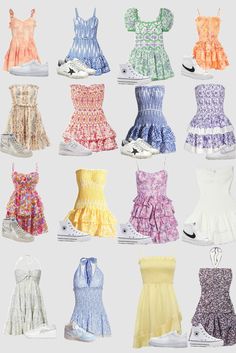 ☆ミ Preppy Beach Dress, Preppy Summer Dresses, Fancy Summer Dresses, Cute Beach Dresses, Cute Dresses Summer, Cute Dresses For Summer, Summer Dress Ideas, Cute Nike