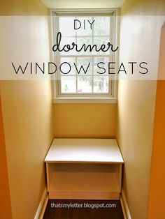 an empty window seat with the words diy dormer window seats