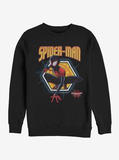 Long Sleeve Character Print Fan Apparel Top, Long Sleeve Fan Apparel Top With Character Print, Winter Pop Culture Crew Neck Tops, Fan Apparel Long Sleeve T-shirt With Character Print, Long Sleeve Fan Apparel T-shirt With Character Print, Fall Fan Merchandise Tops In Pop Culture Style, Long Sleeve Graphic Print Sweater For Fans, Spiderman Room Decor, Spiderman Room