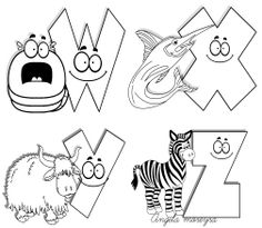 the letter z is for zebra and other animals coloring page with an image of a zebra,