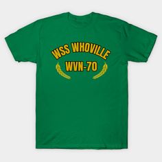 a green t - shirt with the words wss woville in yellow letters on it