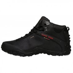 XIANG GUAN High Top Resistant Trekking Black Lace-up Hiking Boots With Vibram Sole, Black Waterproof Lace-up Hiking Boots, Black Waterproof Lace-up Boots With Reinforced Toe, Waterproof Black Sports Boots, Black Breathable Work Boots With Round Toe, Black High Ankle Outdoor Boots, Black High Ankle Boots For Outdoor, Black Breathable Lace-up Work Boots, Functional Black Boots With Round Toe