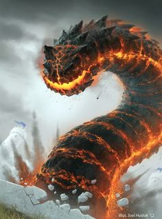 a dragon is in the air with fire coming out of it's back end