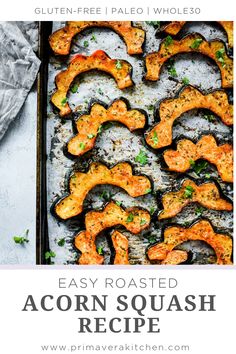 roasted acorns on a baking sheet with parsley