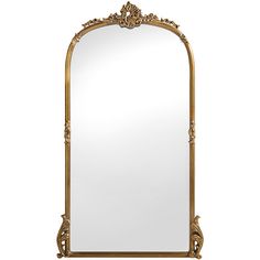 an ornate gold framed mirror on a white background