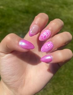 39 Pink Barbie Nails That'll Make You A Standout Bibble Barbie Nails, Extra Pink Nails, Trending Nail Art, Ruby Nails, Blue Prom Nails, Rave Nails, Cute Pink Nails