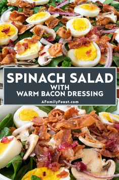 spinach salad with hard boiled eggs and bacon