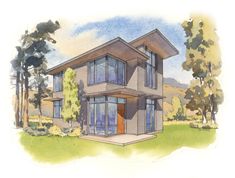 this is an artist's rendering of a modern house