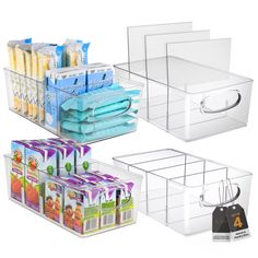 clear plastic storage bins with lids and dividers for baby diapers, wipes and other items