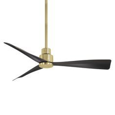 a gold ceiling fan with black blades