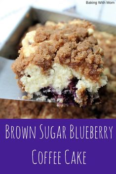 brown sugar blueberry coffee cake with crumbs on top in a baking pan