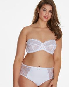 Our Ella Multiway bra combines great design with multi functionality. The all over non padded luxury lace and centre bow front give a beautifully feminine finish, whilst the silicone trim and underwired cups give you a supportive and secure uplift. Can be worn conventionally, strapless, cross-back, halter neck or asymmetrically. With hook and eye fastening to the centre back and adjustable straps. Complete the look with the matching briefs available. Multiway Bra, Classic Lingerie, White Bra, Bra Cup Sizes, White Bras, Simply Be, Plus Size Lingerie, Strapless Bra, Black Laces