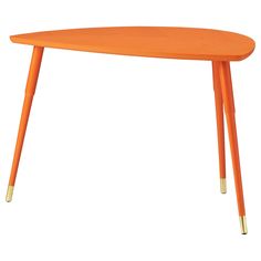 an orange table with gold legs on a white background