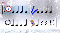 an image of musical notes and symbols in the snow