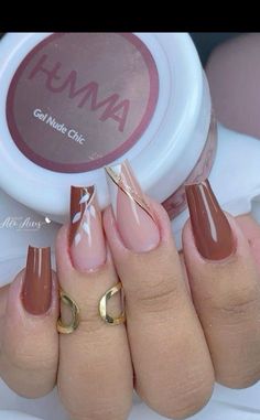 Acrylic Nails Nude, Long Acrylic Nail Designs, White Acrylic Nails, Casual Nails, Classy Acrylic Nails, Nails Only, Brown Nails