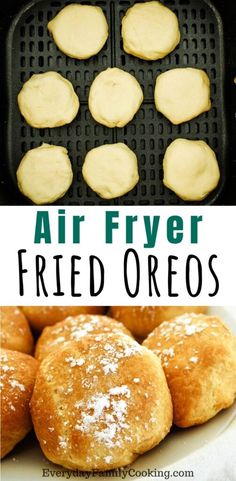 an air fryer filled with fried oreos