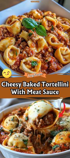 Indulge in the Best Cheesy Baked Tortellini with Meat Sauce, where cheese-filled tortellini meets a hearty meat sauce and a gooey cheese topping. Baked until bubbly, this dish is a comforting, hearty meal that’s sure to please any pasta lover. #BakedTortellini #CheesyPasta #ComfortFood