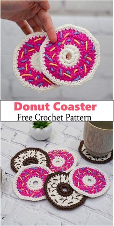 crochet donut coasters with free pattern