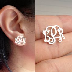 Sterling Silver Monogram Earrings-Personalize Earings any initial Monogram Earings 0.6"inch %100 Han Minimal Earrings Studs, Initial Earrings Studs, Monogram Earrings, Letter Earrings, Silver Monogram, Name Earrings, Initial Earrings, Initial Monogram, Circle Monogram