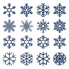 a collection of snowflakes on a white background