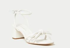 White Sandals With Reinforced Open Heel, White Square Toe Sandals With Heel Loop, White Square Toe Sandals With Wrapped Heel, White Sandals With Padded Heel And Square Toe, Bow Heels, Woven Bracelets, White Bow, Blue Check, Summer Ready