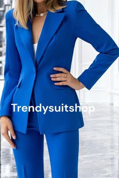 Material:-premium fabric  Color:-blue Little color variation may possible due to photography and lights.  Elegant classy women suit are handcrafted by experienced tailors who make sure the that the stitching is precise, lining is proper and the overall product is sturdy enough to not go out of shape for more than a few years. Also all our products have extra margins in their length, sleeves, sides so it's easily alterable if your size changes after some time. To see more available colours and designs in this collection, Check out the women Suits Section.  *We also offer customisation so we can provide you an even better fit if you massage us your measurements (in inches) of Chest, Stomach, Waist, Hip, Shoulder and Actual Height after ordering. *Want this product but in slightly different d Tailored Office Lady Suit, Elegant Blue Semi-formal Pantsuit, Elegant Blue Party Suit, Elegant Blue Blazer With Notch Lapel, Elegant Blue Pantsuit For Formal Occasions, Elegant Blue Pantsuit With Notch Lapel, Chic Blue Blazer For Party, Office Wear Pantsuit With Notch Lapel, Blue Single Button Party Suits