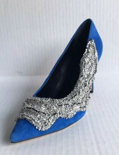 gianni bini Womens Crystino Blue Suede Sequin Heels Pumps 8M NWOB. Shipped with USPS Priority Mail. Blue suede upper Pointed toe Amazing rhinestone detail Slip on Heel height approximately 4” Blue Embellished Heels For Special Events, Blue Embellished Heels For Cocktail, Blue Embellished Heels With Pointed Toe, Blue Pointed Toe Heels For Event, Sequin Heels, Blue Suede Heels, Heels Pumps, Gianni Bini, Blue Suede