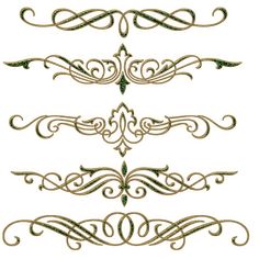 some fancy gold and green designs on a white background