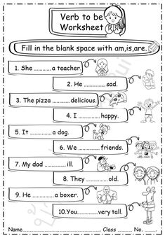 worksheet for the verb to be worksheet, with pictures and words