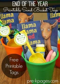 the end of the year printable sand buckets are great for kids to use