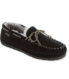 Unlike similar-looking imitations, our Men's Wicked Good Moccasins are made of superior sheepskin to keep your feet warmer on chilly mornings. Half sizes order up. Made with premium sheepskin. Shearling insulates and wicks away moisture from your feet. A contoured memory foam footbed for even more arch support and a better fit through the heel. Genuine shearling lamb fur is dyed and treated. Rawhide laces. Durable outsole for added traction. Imported. Fur Origin: Australia. | Men's Wicked Good S Best Slippers, Expensive Shoes, Moccasin Slippers, Shearling Slippers, Men's Slippers, Red High Heels, Moccasins Slippers, Slippers Cozy, Slipper Shoes