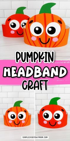 paper pumpkin headband craft for kids to make