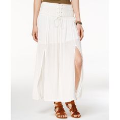 American Rag Lace Up Maxi Skirt Casual White Split Bottoms, White Split Bottoms For Spring, Casual White Split Skirt, Casual White Skirt With Split, Casual Split Skirt For Spring, White Split Skirt For Spring, Casual Split Maxi Skirt For Spring, Casual Spring Maxi Skirt With Split, Spring Flowy Split Skirt