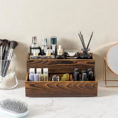 2 Tier Brown Wood Stackable Modular Vanity Storage Organizer Trays, Countertop Makeup Cosmetic Box, 2 Piece Set-MyGift Storing Jewelry, Makeup Storage Organization, Wooden Vanity, Cosmetic Box, Vanity Storage, Small Tray, Large Tray, Cozy Room Decor, Tray Set