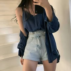 Loose Long Sleeve Shirt, Halter Shirt, Loose Long Sleeve, Korean Fashion Dress, Shirt Vest, Korean Girl Fashion, Kpop Fashion Outfits, Girls Fashion Clothes, Teenage Fashion Outfits