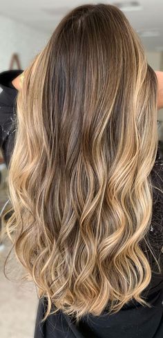 Light Honey Blonde Balayage, Light Honey Blonde, Blonde Light Brown Hair, Dark Brown Hair With Blonde Highlights, Cute Summer Hair, Honey Blonde Balayage, Cute Blonde Hair, Blonde Long Hair, Brown Wavy Hair