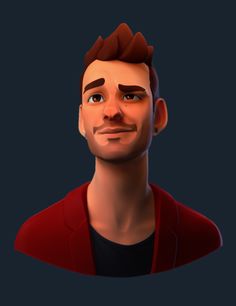 an animated man with a smirk on his face