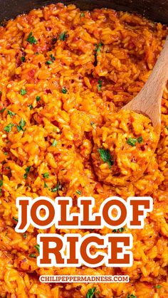 Mouthwatering pan of Jollof Rice looking extra inviting and delicious. Hot Rice Recipe, Nigerian Rice, African Rice, Usa Recipes, African Homes, West African Food