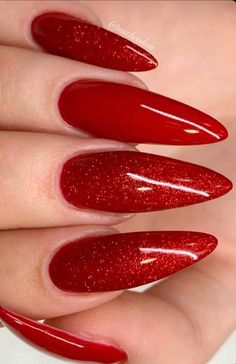 Nails Hoco, Cute Red Nails, Evil Eye Nails, Angel Nails, Long Almond, Eye Nail Art, Red Nail Art, Red Acrylic Nails