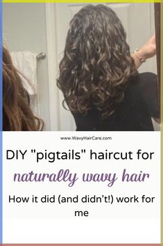 In the past I’ve written on this blog about how I saw a Devacut curl specialist and that experience wasn’t great. I also shared how I saw a second Devacut curl specialist who had more experience with wavy hair, and that experience was really good. I haven’t yet talked about do it yourself haircuts! For […] Pigtail Haircut Method, Manes By Mell, Curl Specialist, Wavy Hair Care, Diy Haircut, Wavy Haircuts, Natural Wavy Hair, Haircuts For Wavy Hair, Curly Girl Method