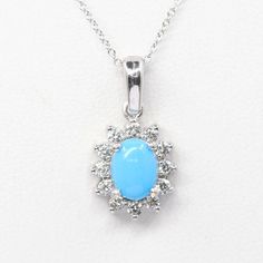 Diamond Necklace. Turquoise Necklace.14k White Gold Diamond Necklace.8x6 mm Turquoise Diamond Necklace. 0.36ct High Quality Diamonds. Blue Turquoise Cabochon Necklace With Oval Pendant, Elegant Oval Blue Turquoise Necklace, Elegant Oval Turquoise Necklace, Elegant Blue Oval Turquoise Necklace, Gold Necklace For Women, Necklace White Gold, White Gold Necklace, Pendant Diamond, Sunflower Necklace