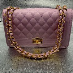 Brand New With Tags, Lilac 4 In 1 Handbag | Crossbody | Shoulder Bag | Clutch With Double Gold Chain Link Strap. Modern Classic To Wear Day To Night. Double Gold Chain, Louis Vuitton Felicie Pochette, Louis Vuitton Mm, Quilted Handbag, Yellow Purses, Louis Vuitton Multi Pochette, Canvas Leather Tote, Dooney & Bourke Bag, Quilted Handbags