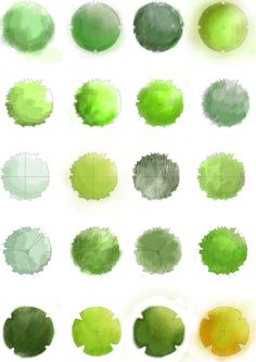 the different shades of green and yellow are shown in this drawing technique, which is used to