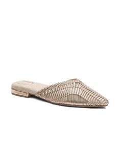 The Swan - Gold Woven Leather Comfortable Woven Leather Slip-on Sandals, Slip-on Slide Slippers With Textured Sole, Synthetic Slip-on Mules With Textured Footbed, Casual Woven Leather Mules With Flat Heel, Beige Slip-on Mules With Woven Sole, Spring Woven Leather Flat Mules, Flat Woven Leather Mules For Spring, Spring Flat Woven Leather Mules, Slip-on Slide Mules With Textured Footbed