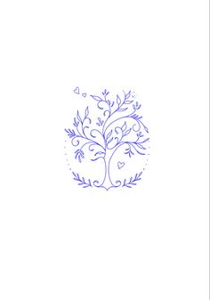 a drawing of a tree with leaves and hearts in the center on a white background