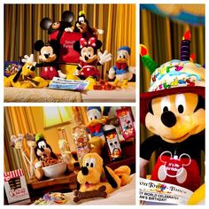 the mickey mouse birthday cake is ready to be eaten and put on display for guests