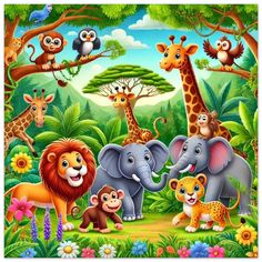 many animals are in the jungle together