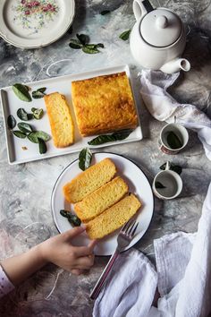 two slices of pound cake on a plate